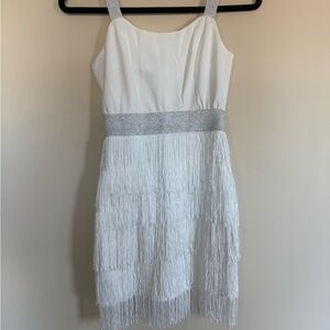 Chic White Fringe Mini Dress